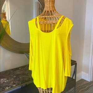 Venus cold shoulder Yellow Blouse 2XL